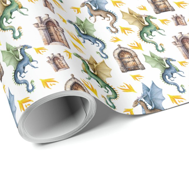 Fire Dragons Wrapping Paper (Roll Corner)