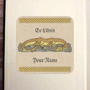 Fire Drake at Rest Bookplate Square Sticker