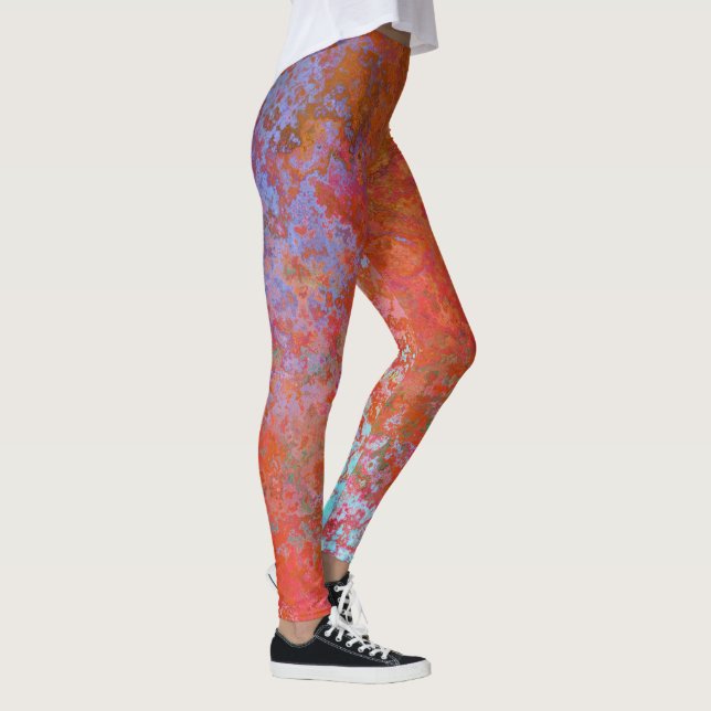 Fire Element Alcohol Ink Abstract Orange Leggings (Right)