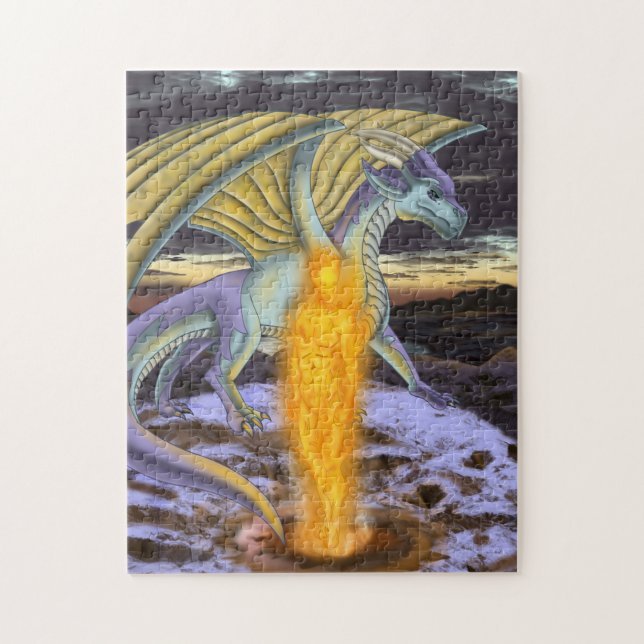 Fire Element and Dragon Jigsaw Puzzle (Vertical)