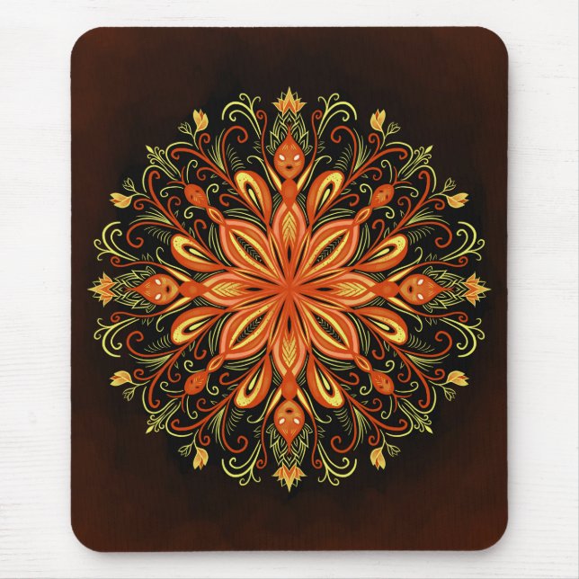 Fire Element Flame Mandala Mouse Mat (Front)