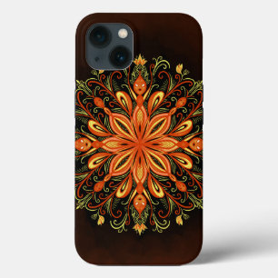 Fire Element Mandala - Kaleidoscopic Flame Creatur iPhone 13 Case
