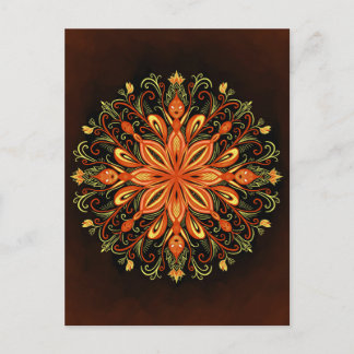 Fire Element Mandala - Kaleidoscopic Flame Creatur Postcard