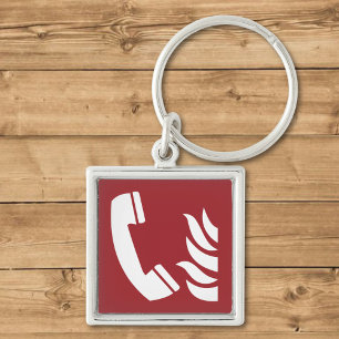 Fire Emergency Phone Safety Sign Key Ring