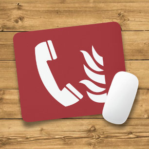 Fire Emergency Phone Safety Sign Mouse Mat