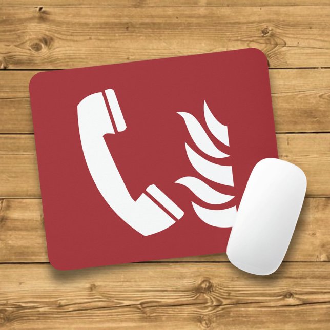 Fire Emergency Phone Safety Sign Mouse Mat (Creator Uploaded)