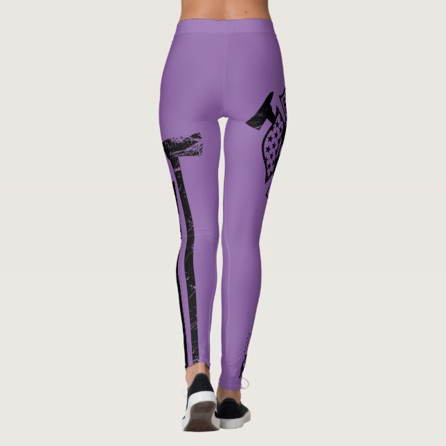 Fire/EMS flag shirt - distressed purple - WL2 Leggings (Back)