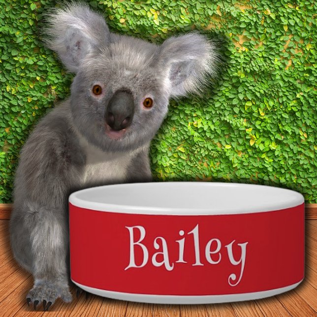 Fire Engine and White Simple Funny Name Cat Dog Bowl (Creator Uploaded)