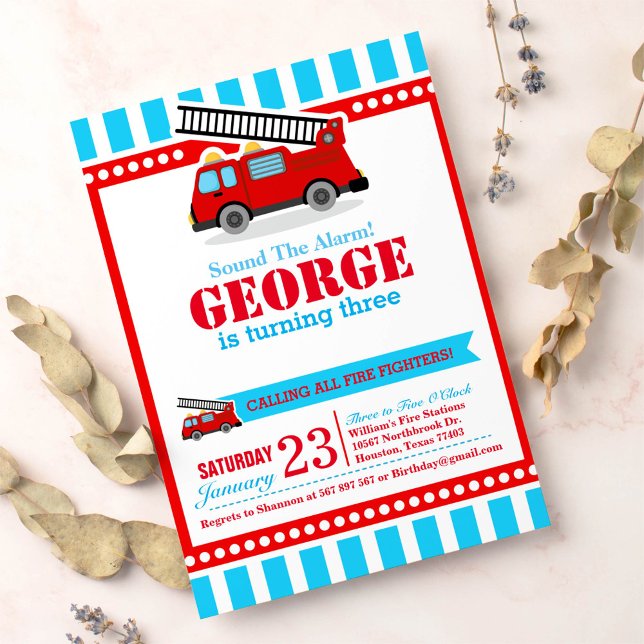 Fire Engine Birthday Party Invitation (Creator Uploaded)