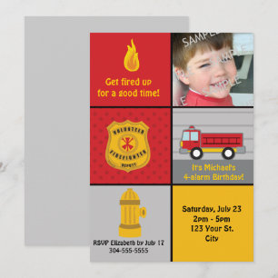 Fire Engine Birthday Party Invitation