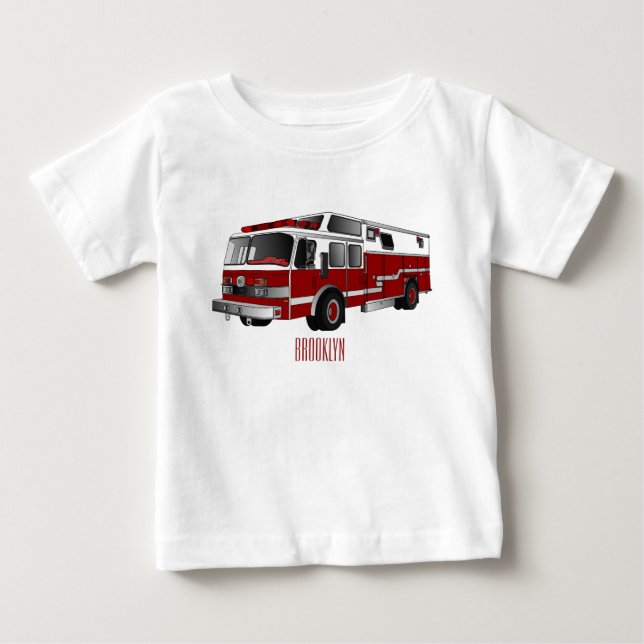 Fire engine cartoon illustration baby T-Shirt (Front)