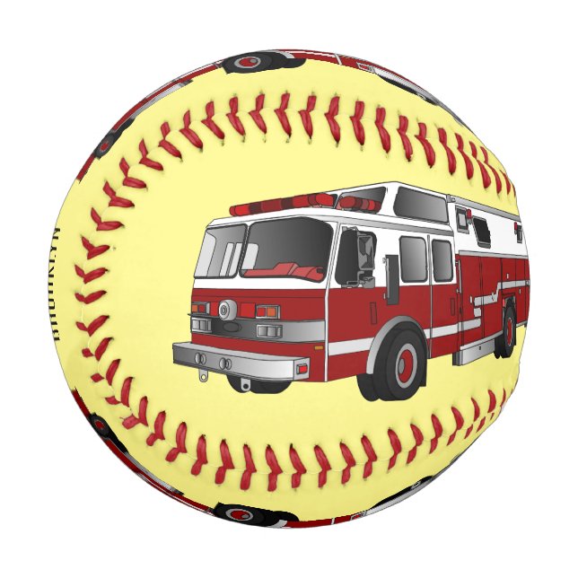 Fire engine cartoon illustration baseball (Front Left)