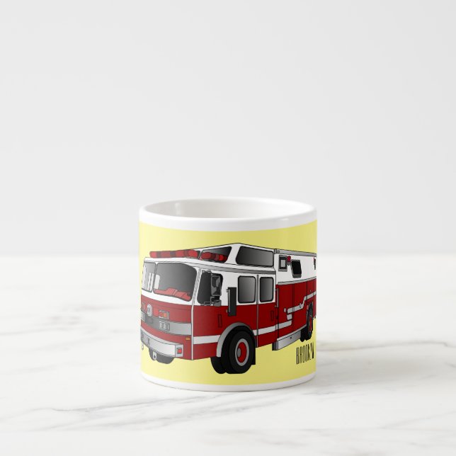 Fire engine cartoon illustration espresso cup (Front)
