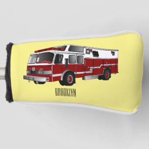 Fire engine cartoon illustration golf head cover