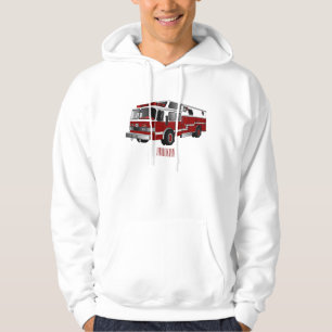 Fire engine cartoon illustration hoodie