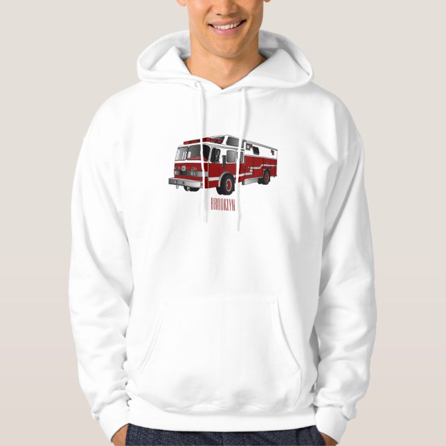 Fire engine cartoon illustration hoodie (Front)