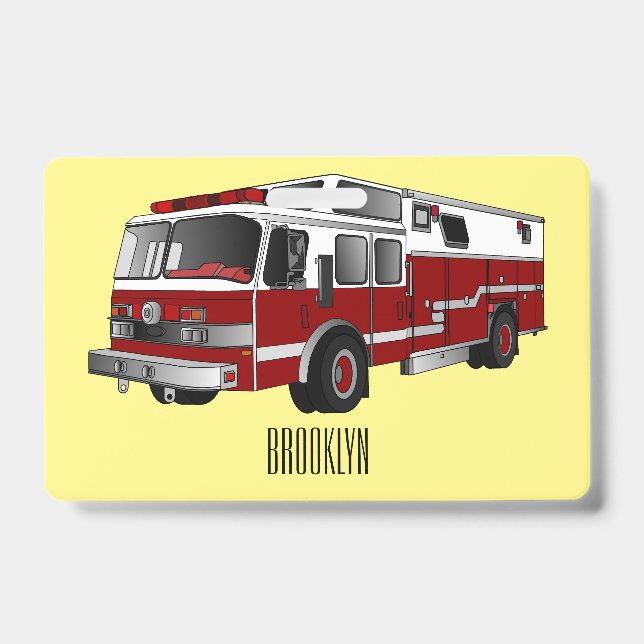 Fire engine cartoon illustration ID badge (Front)