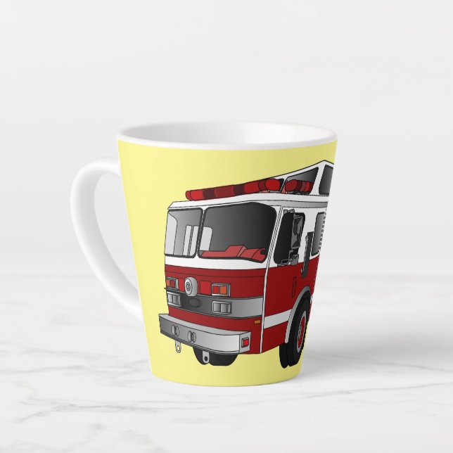 Fire engine cartoon illustration latte mug (Left Angle)