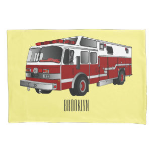 Fire engine cartoon illustration pillowcase