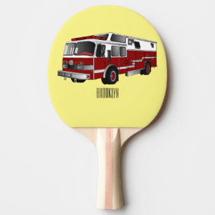 Fire engine cartoon illustration ping pong paddle