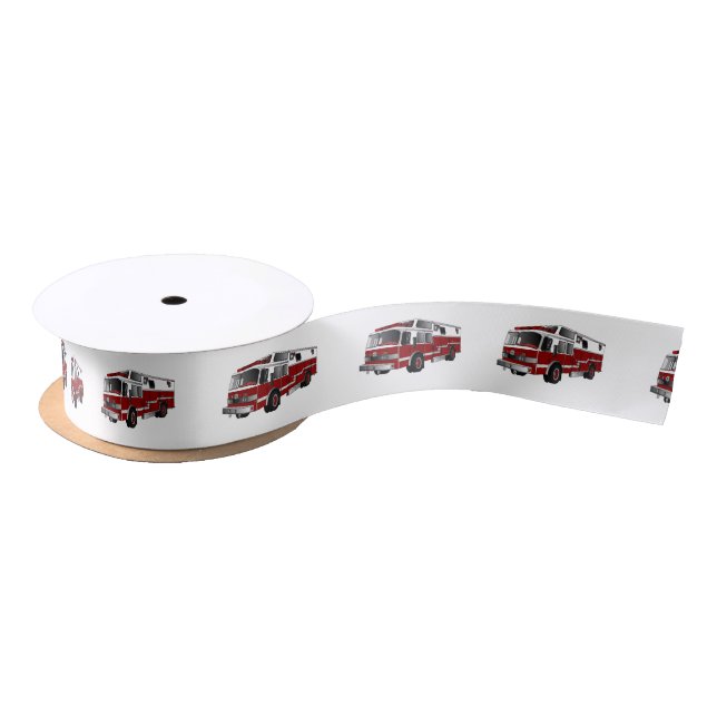 Fire engine cartoon illustration satin ribbon (Spool)