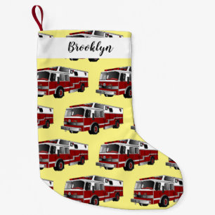 Fire engine cartoon illustration small christmas stocking