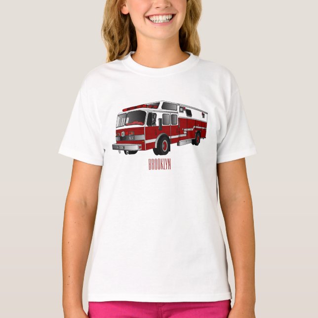 Fire engine cartoon illustration T-Shirt (Front)