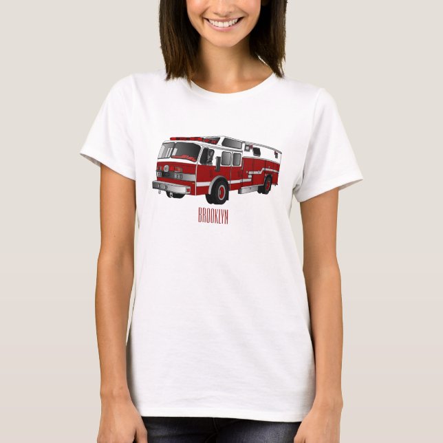Fire engine cartoon illustration T-Shirt (Front)