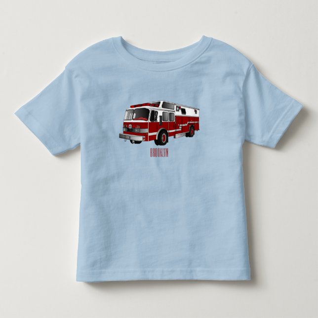Fire engine cartoon illustration toddler T-Shirt (Front)