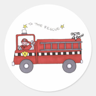 Fire Engine Classic Round Sticker