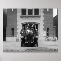 Fire Engine Crew at Firehouse, 1925. Vintage Photo