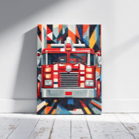 Fire Engine Cubism Canvas Print