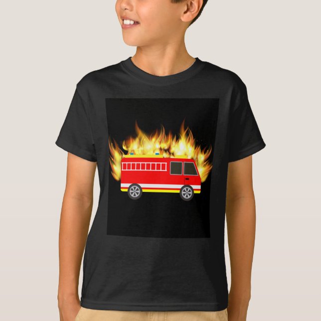 Fire Engine Flashing Blue Light Service T-Shirt (Front)