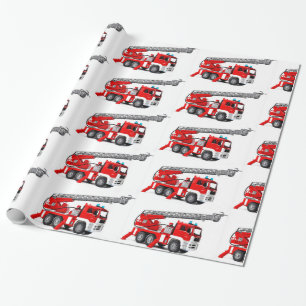 Fire Engine image  Glossy Wrapping Paper, 30" x 6' Wrapping Paper