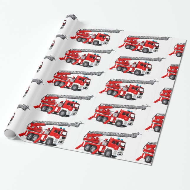 Fire Engine image  Glossy Wrapping Paper, 30" x 6' Wrapping Paper (Unrolled)