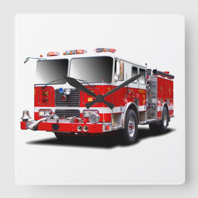Fire Engine images for Square Wall Clock (Front)
