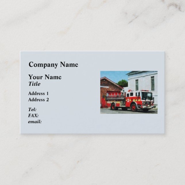 Fire Engine in Front of Fire Station Business Card (Front)
