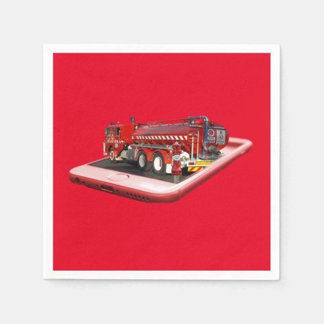 Fire Engine Popout Art, Paper Napkins (Front)