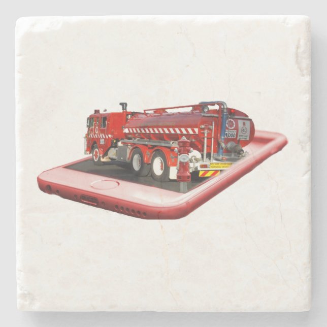 Fire Engine Popout Art, Stone Coaster (Front)