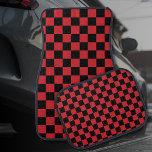 Fire Engine Red and Black Chequered Vintage Car Mat<br><div class="desc">Fire Engine Red and Black Chequered Vintage</div>
