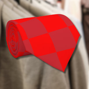 Fire Engine Red and Red Chequered Vintage Tie