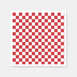 Fire Engine Red and White Chequered Vintage Napkin
