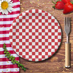 Fire Engine Red and White Chequered Vintage Paper Plate<br><div class="desc">Fire Engine Red and White Chequered Vintage</div>