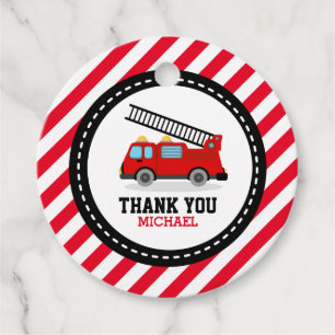 Fire Engine Truck Birthday Baby Shower Favour Tags