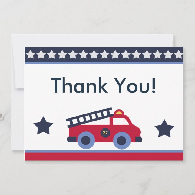 Fire Engine/Truck Thank You Cards (Front)
