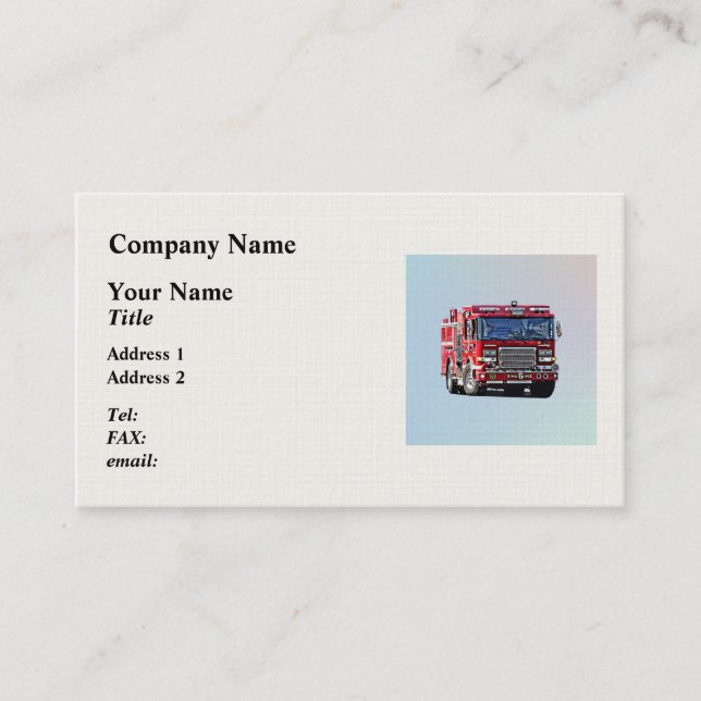 Fire Engine Turning the Corner Business Card (Front)