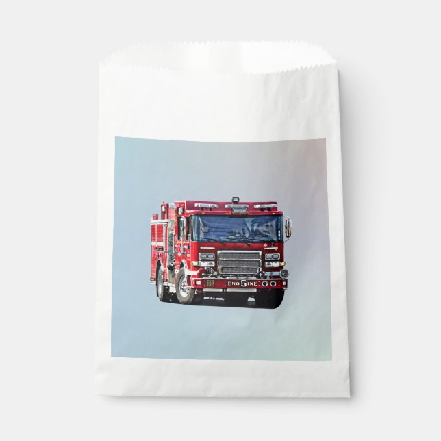 Fire Engine Turning the Corner Favour Bags (Front)