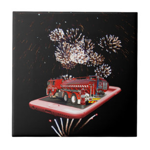 Fire Engine With Fire Works, Tile
