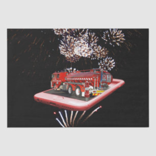 Fire Engine With Fire Works, Tissue Paper