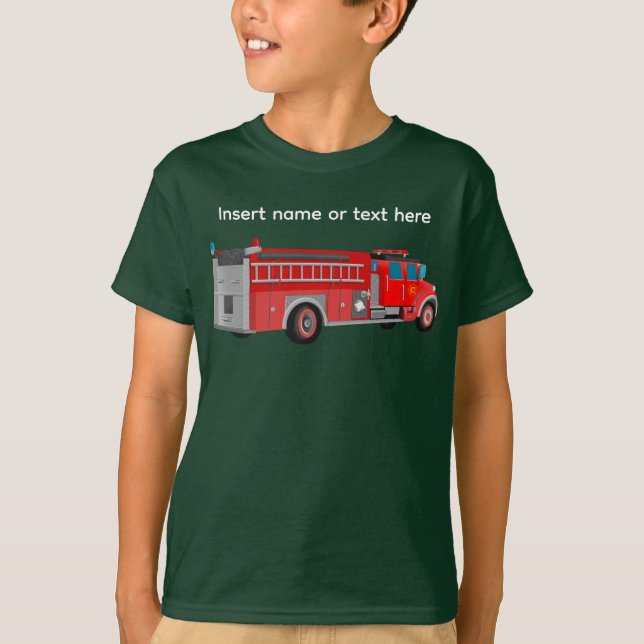 Fire Engine with Name T-Shirt (Front)